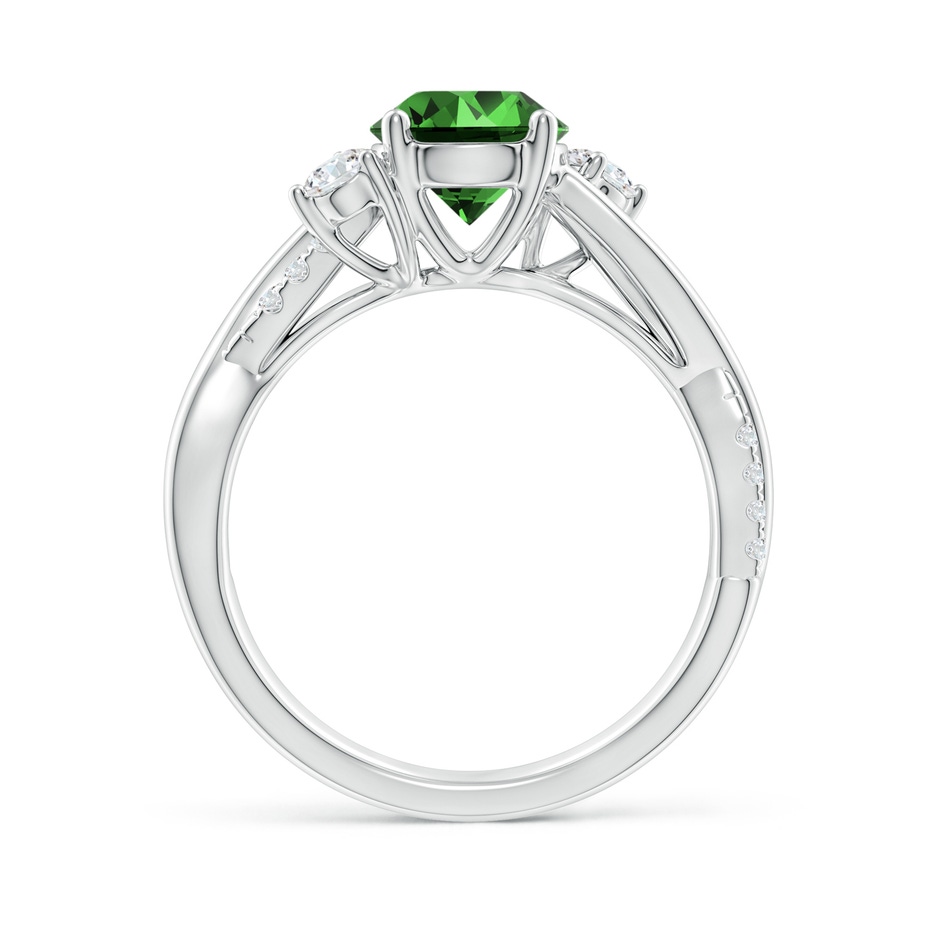 7mm Labgrown Lab-Grown Nature Inspired Emerald & Diamond Twisted Vine Ring in White Gold side 199