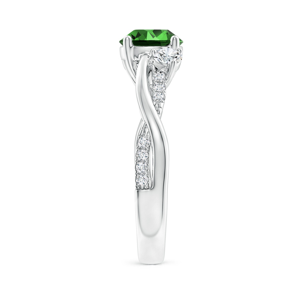 7mm Labgrown Lab-Grown Nature Inspired Emerald & Diamond Twisted Vine Ring in White Gold Side 299