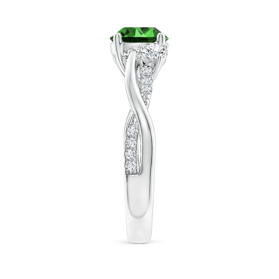 7mm Labgrown Lab-Grown Nature Inspired Emerald & Diamond Twisted Vine Ring in White Gold side 299