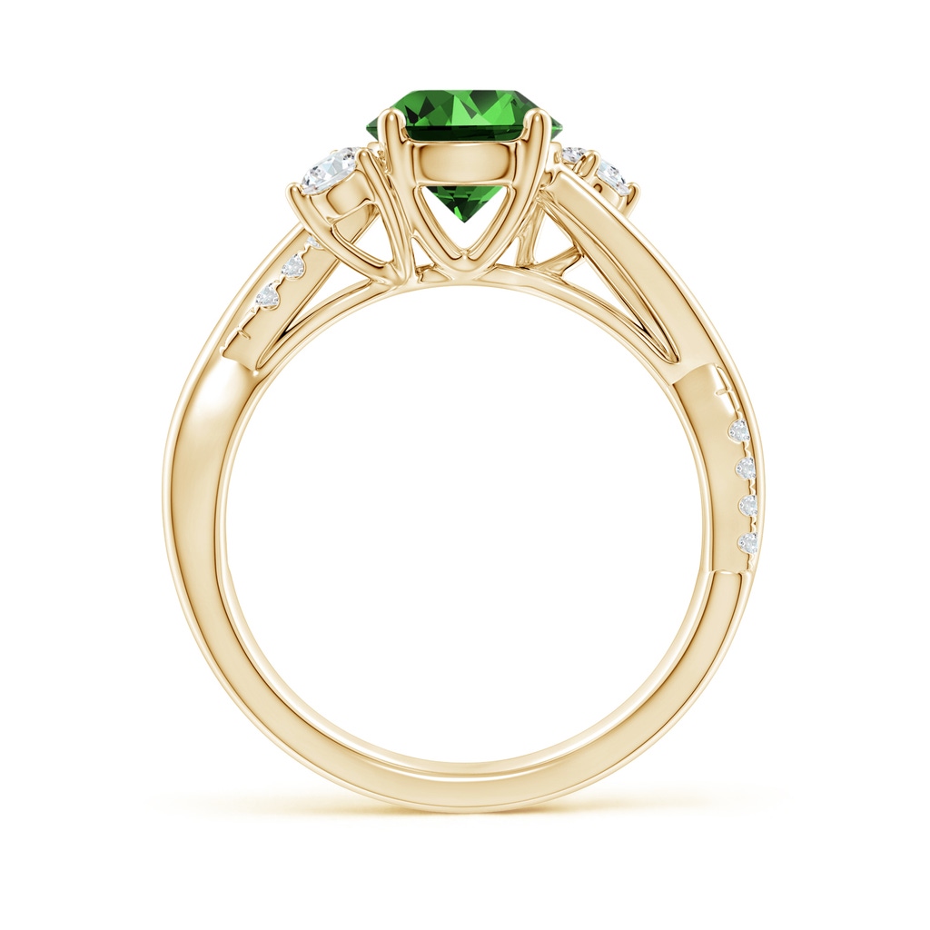 7mm Labgrown Lab-Grown Nature Inspired Emerald & Diamond Twisted Vine Ring in Yellow Gold - side 199