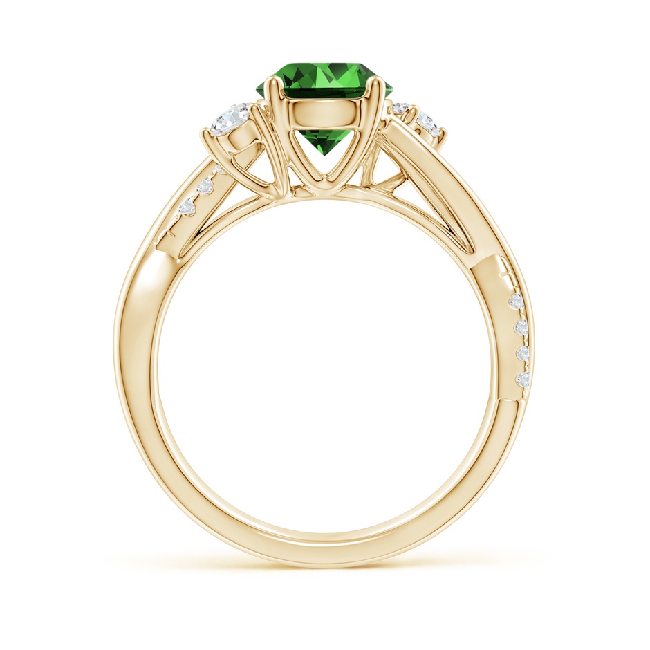 7mm Labgrown Lab-Grown Nature Inspired Emerald & Diamond Twisted Vine Ring in Yellow Gold side 199