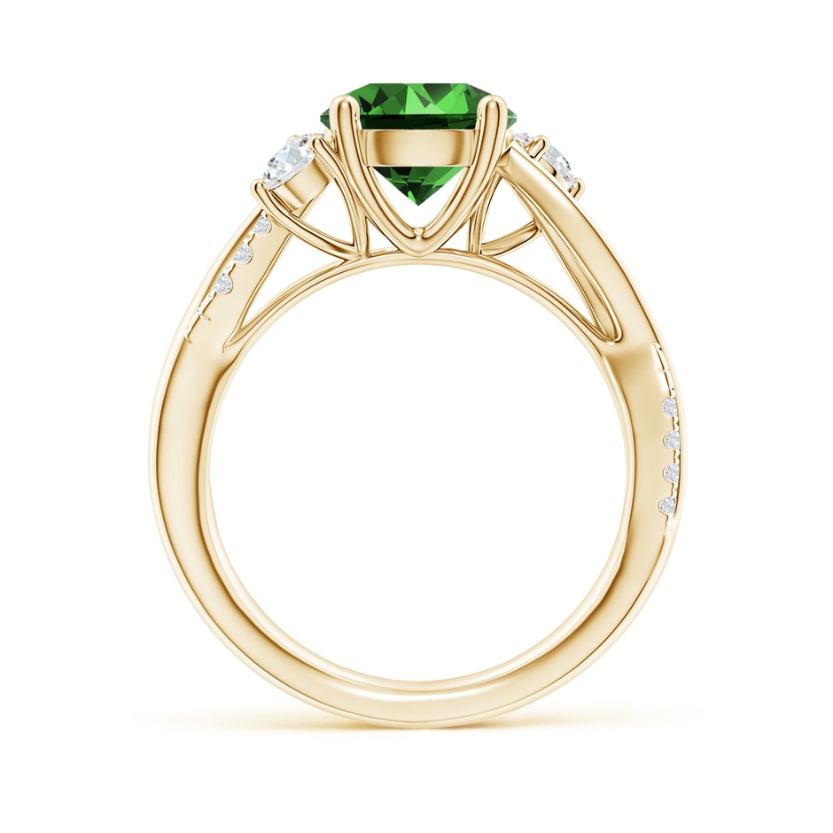 8mm Labgrown Lab-Grown Nature Inspired Emerald & Diamond Twisted Vine Ring in Yellow Gold side 199