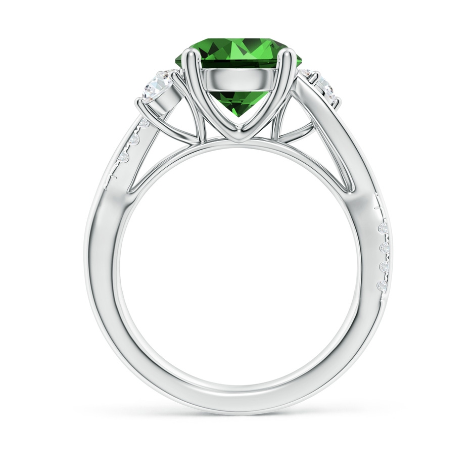 9mm Labgrown Lab-Grown Nature Inspired Emerald & Diamond Twisted Vine Ring in P950 Platinum side 199