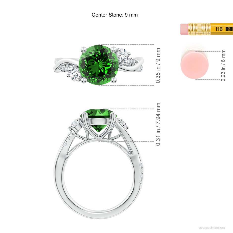 9mm Labgrown Lab-Grown Nature Inspired Emerald & Diamond Twisted Vine Ring in P950 Platinum ruler