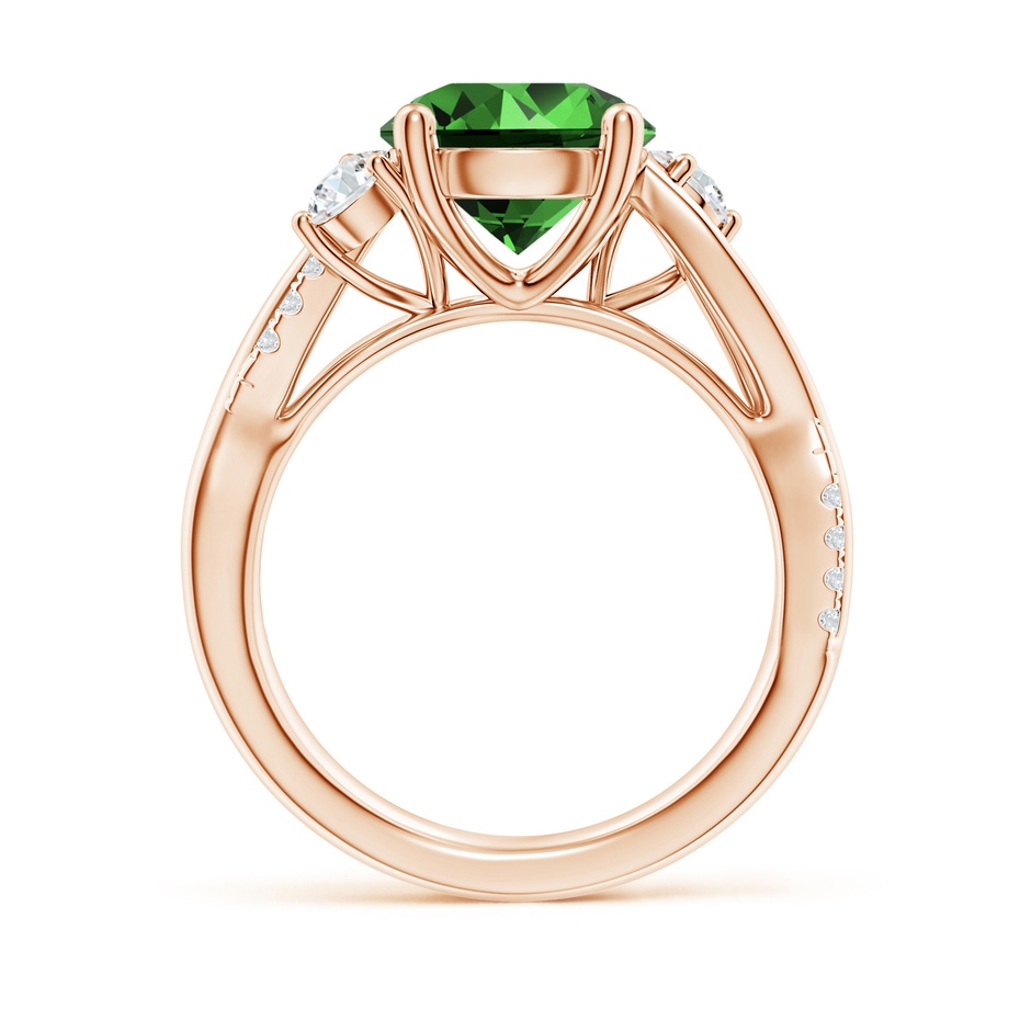 9mm Labgrown Lab-Grown Nature Inspired Emerald & Diamond Twisted Vine Ring in Rose Gold side 199