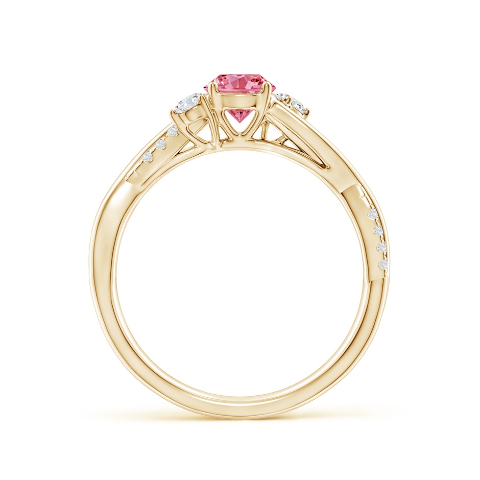 5mm Labgrown Nature Inspired Lab-Grown Fancy Intense Pink & White Diamond Twisted Vine Ring in Yellow Gold side 199