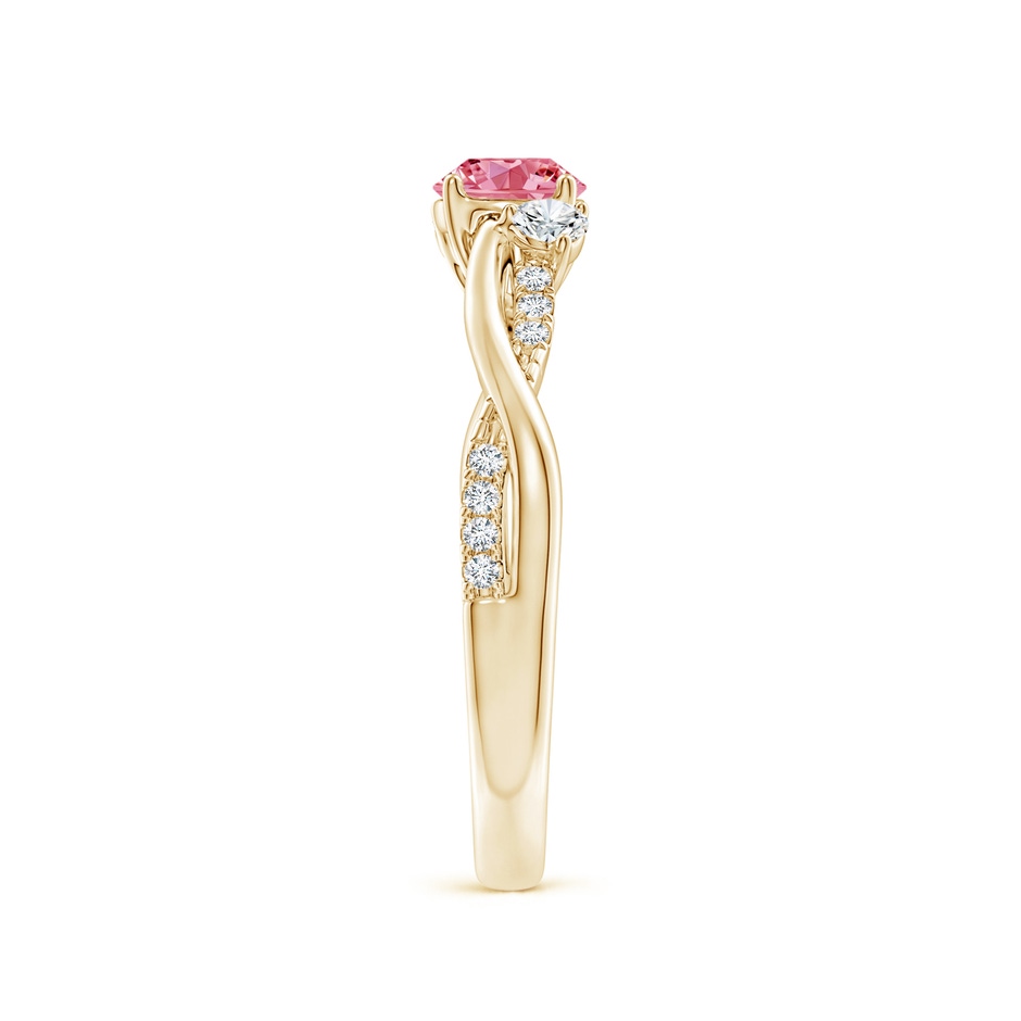 5mm Labgrown Nature Inspired Lab-Grown Fancy Intense Pink & White Diamond Twisted Vine Ring in Yellow Gold side 299