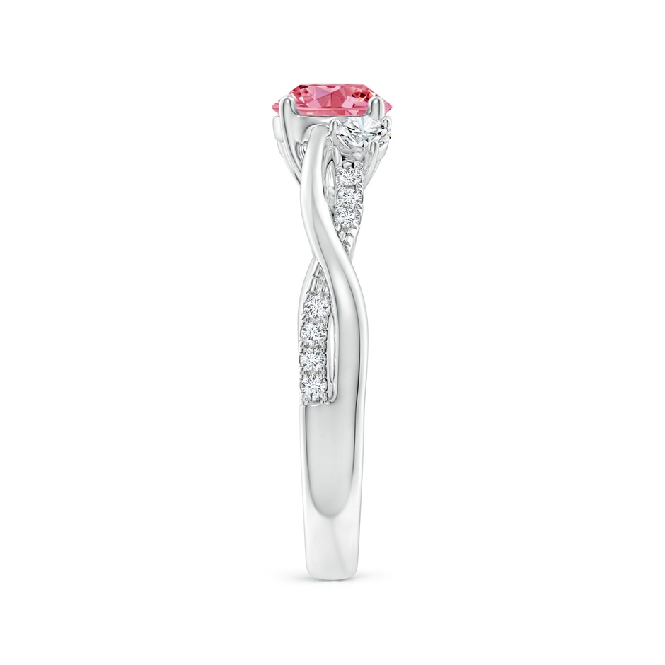 6mm Labgrown Nature Inspired Lab-Grown Fancy Intense Pink & White Diamond Twisted Vine Ring in White Gold side 299