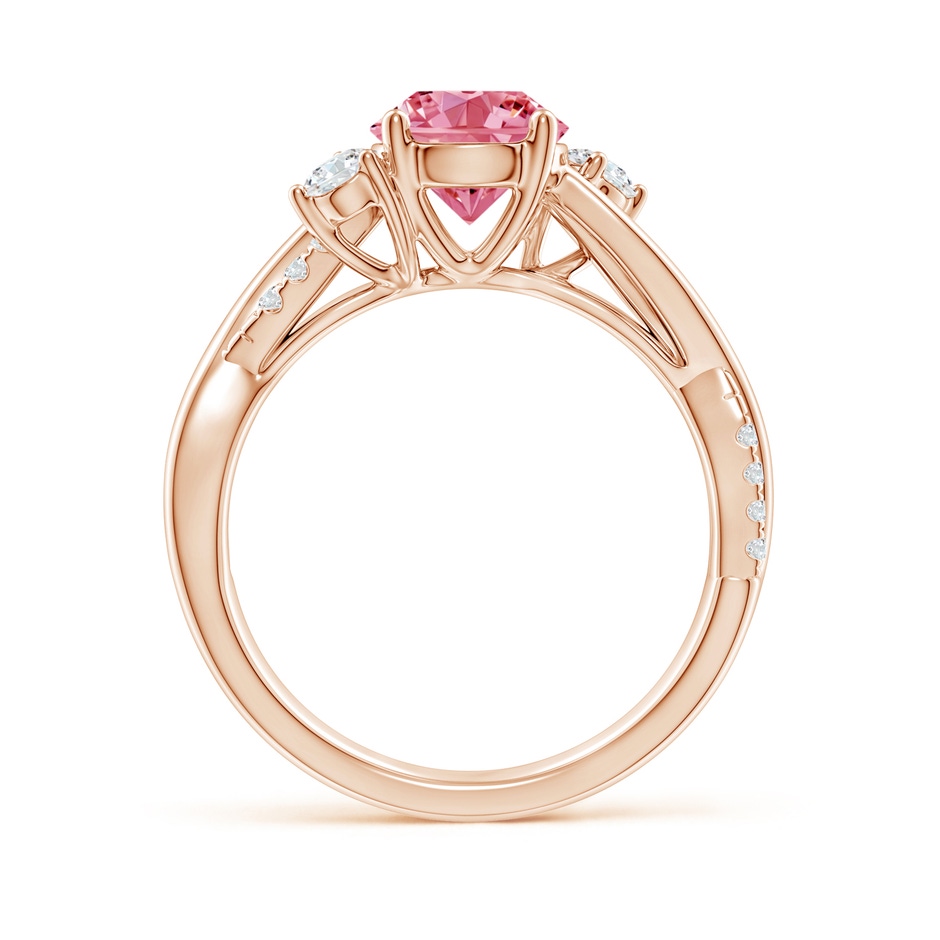 7mm Labgrown Nature Inspired Lab-Grown Fancy Intense Pink & White Diamond Twisted Vine Ring in Rose Gold side 199