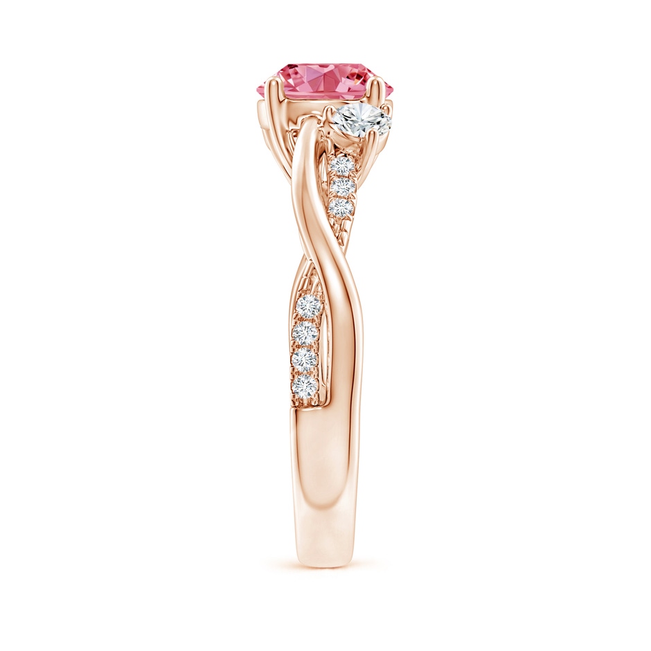 7mm Labgrown Nature Inspired Lab-Grown Fancy Intense Pink & White Diamond Twisted Vine Ring in Rose Gold side 299