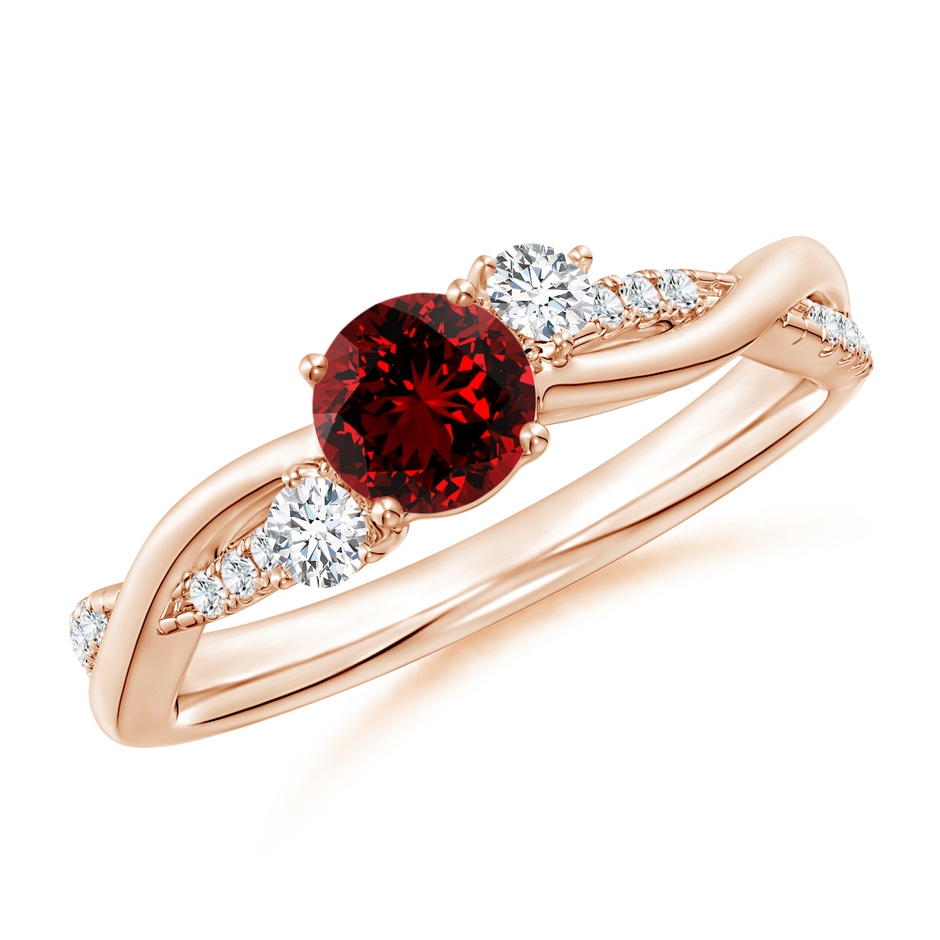 5mm Labgrown Lab-Grown Nature Inspired Ruby & Diamond Twisted Vine Ring in Rose Gold 