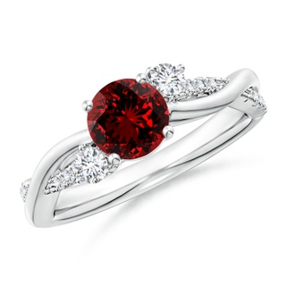 6mm Labgrown Lab-Grown Nature Inspired Ruby & Diamond Twisted Vine Ring in P950 Platinum