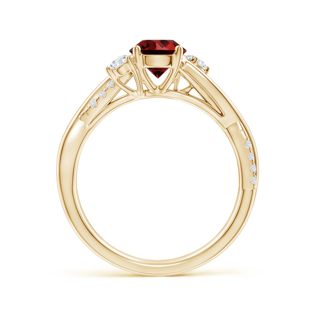 6mm Labgrown Lab-Grown Nature Inspired Ruby & Diamond Twisted Vine Ring in Yellow Gold - side 3
