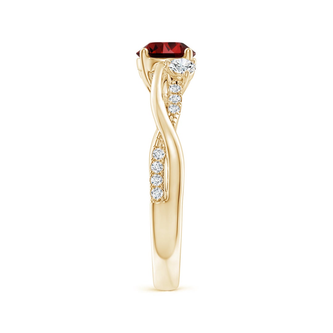 6mm Labgrown Lab-Grown Nature Inspired Ruby & Diamond Twisted Vine Ring in Yellow Gold - side 4
