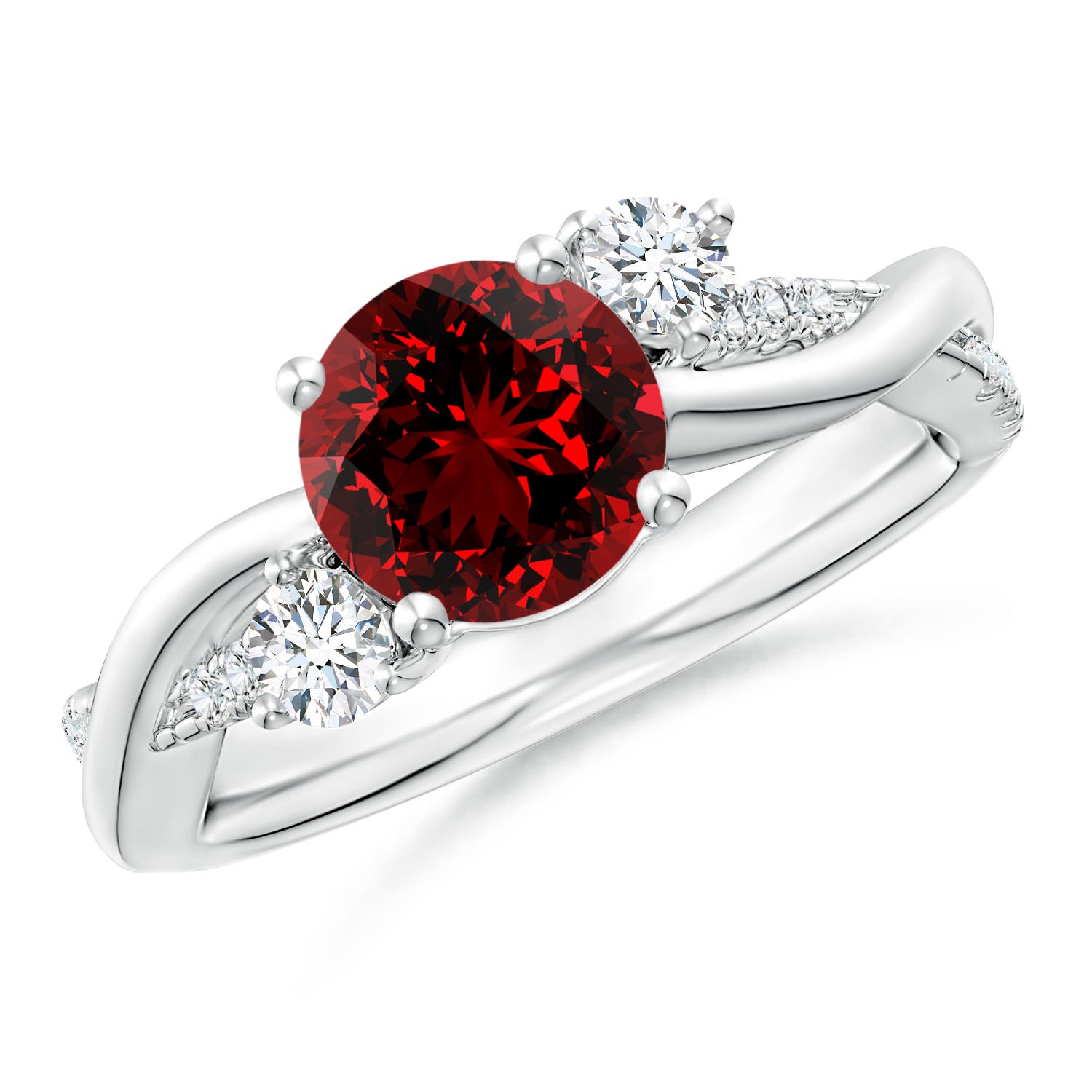 Premium - Lab-Grown Ruby / 1.72 CT / 14 KT White Gold