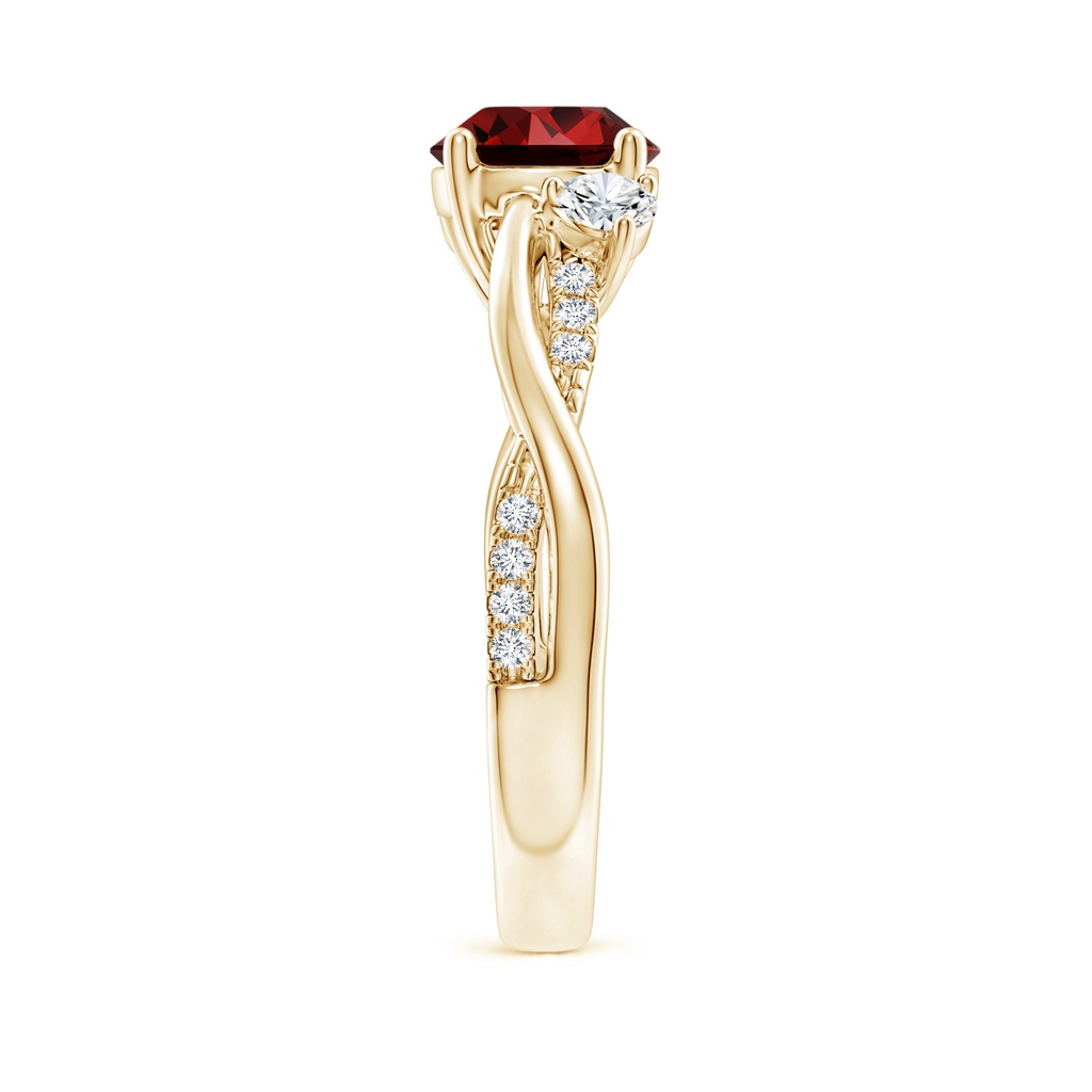 7mm Labgrown Lab-Grown Nature Inspired Ruby & Diamond Twisted Vine Ring in Yellow Gold Side 299