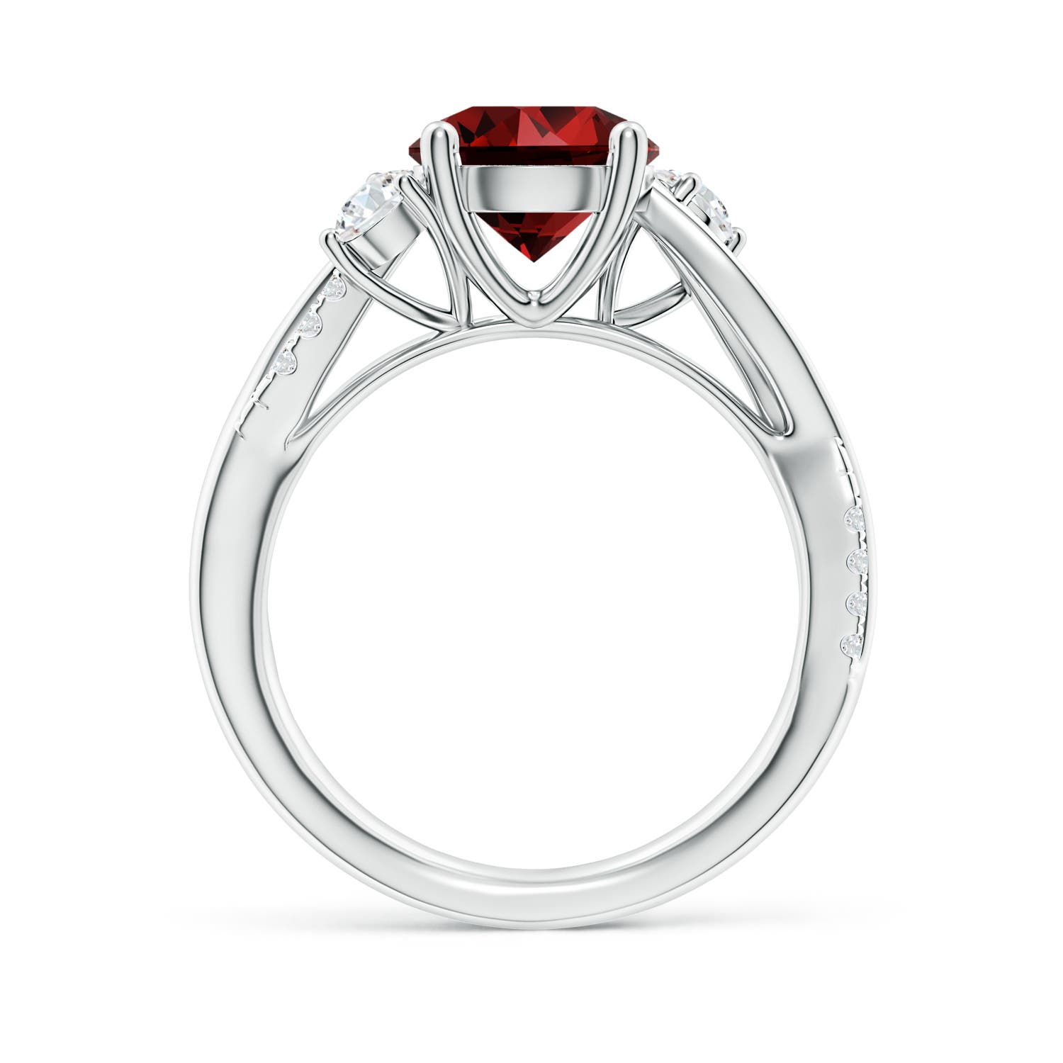 8mm Labgrown Lab-Grown Nature Inspired Ruby & Diamond Twisted Vine Ring in P950 Platinum