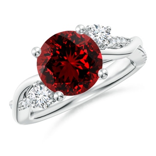 9mm Labgrown Lab-Grown Nature Inspired Ruby & Diamond Twisted Vine Ring in P950 Platinum