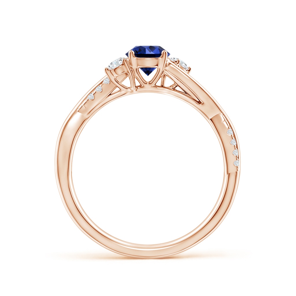 5mm Labgrown Lab-Grown Nature Inspired Blue Sapphire & Diamond Twisted Vine Ring in 10K Rose Gold Side 199
