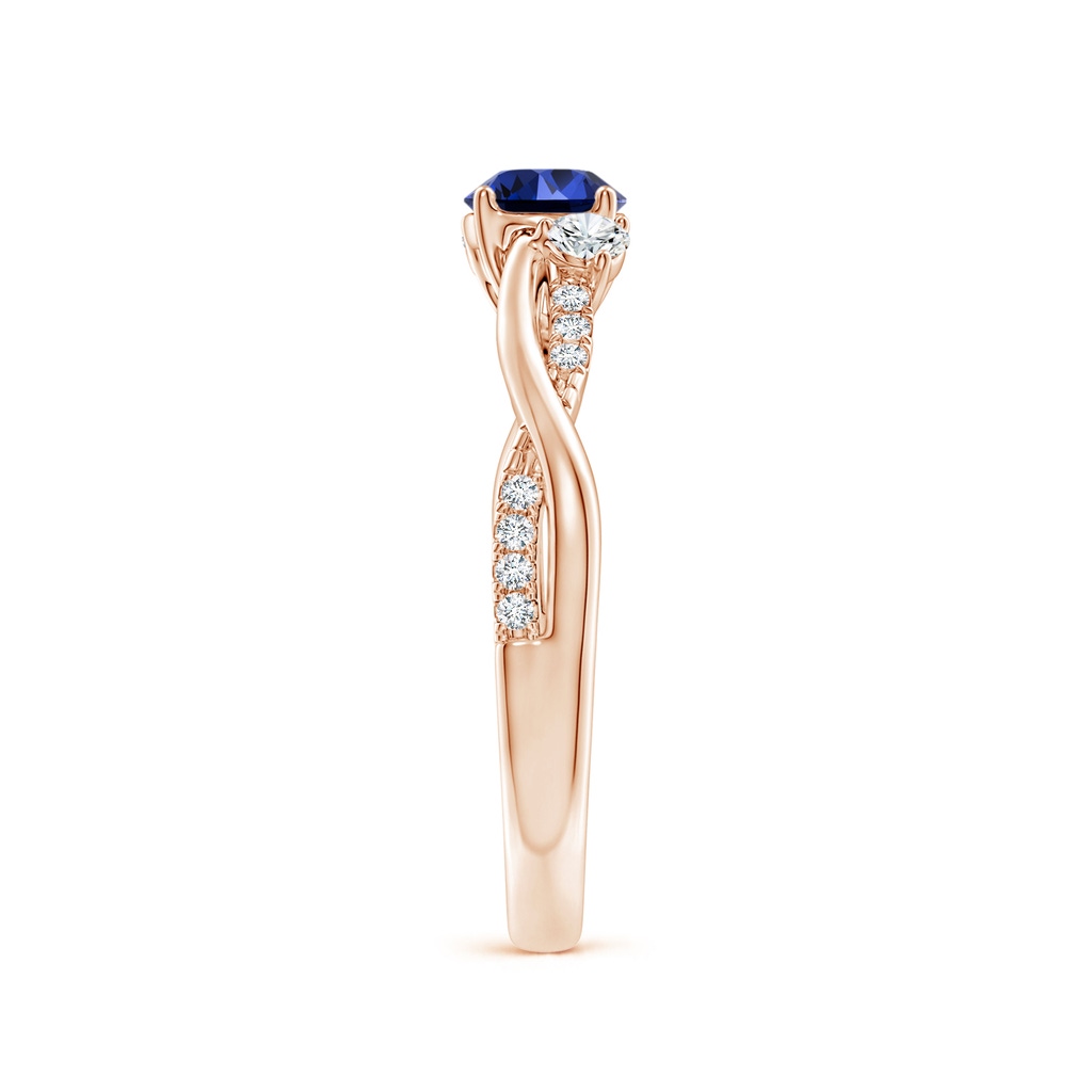 5mm Labgrown Lab-Grown Nature Inspired Blue Sapphire & Diamond Twisted Vine Ring in 10K Rose Gold Side 299