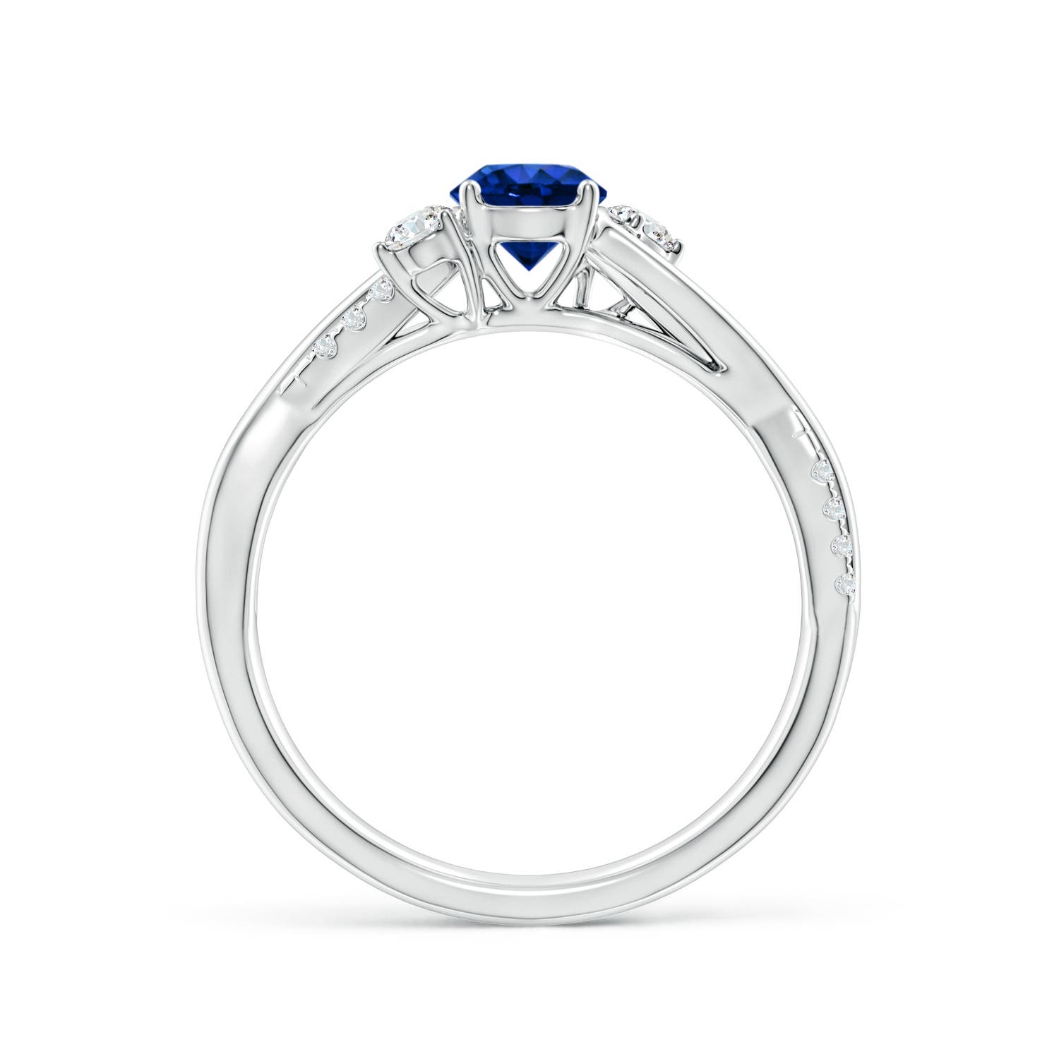 5mm Labgrown Lab-Grown Nature Inspired Blue Sapphire & Lab Diamond Twisted Vine Ring in 18K White Gold