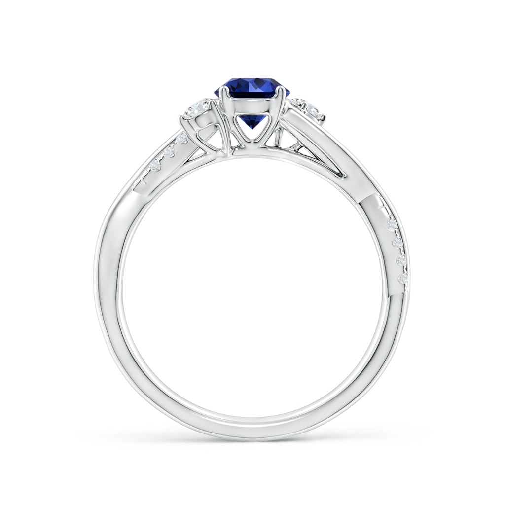 5mm Labgrown Lab-Grown Nature Inspired Blue Sapphire & Diamond Twisted Vine Ring in P950 Platinum Side 199