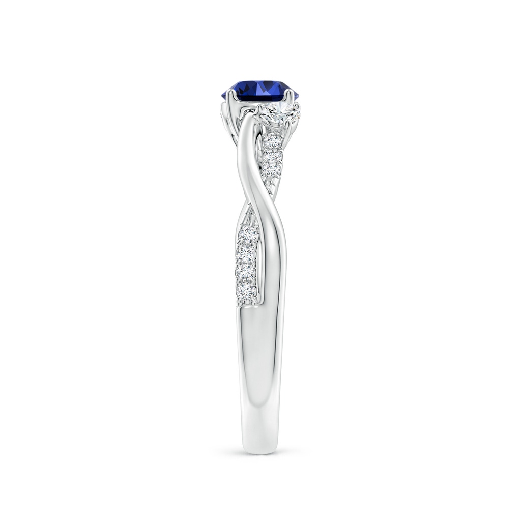 5mm Labgrown Lab-Grown Nature Inspired Blue Sapphire & Diamond Twisted Vine Ring in P950 Platinum Side 299