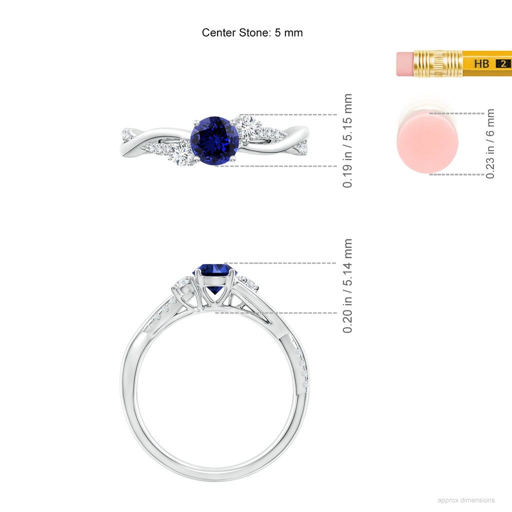5mm Labgrown Lab-Grown Nature Inspired Blue Sapphire & Diamond Twisted Vine Ring in P950 Platinum ruler