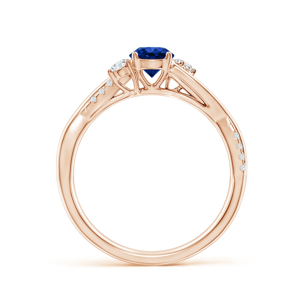 5mm Labgrown Lab-Grown Nature Inspired Blue Sapphire & Lab Diamond Twisted Vine Ring in Rose Gold - side 199
