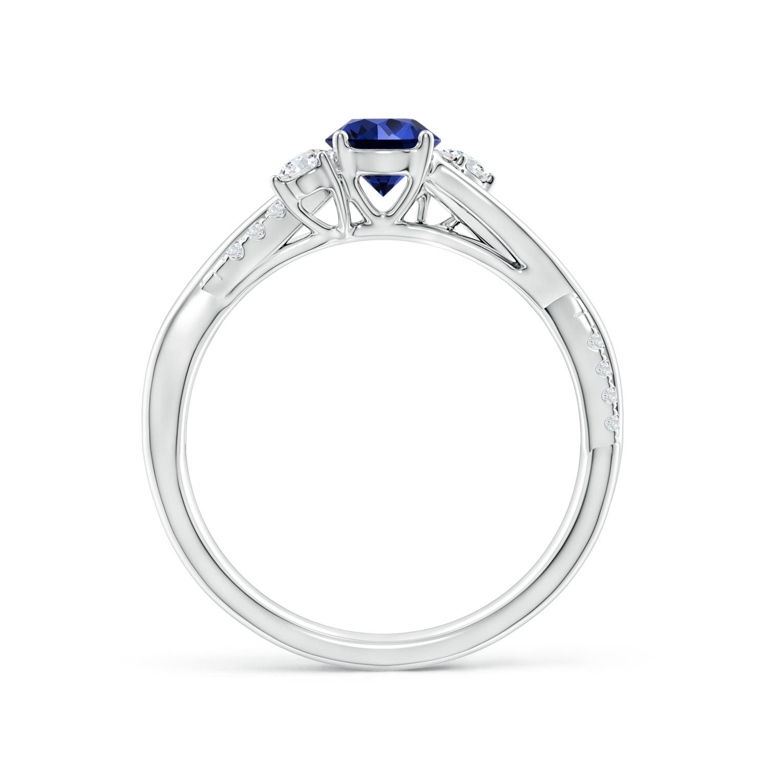 Premium - Lab-Grown Blue Sapphire / 0.81 CT / 14 KT White Gold