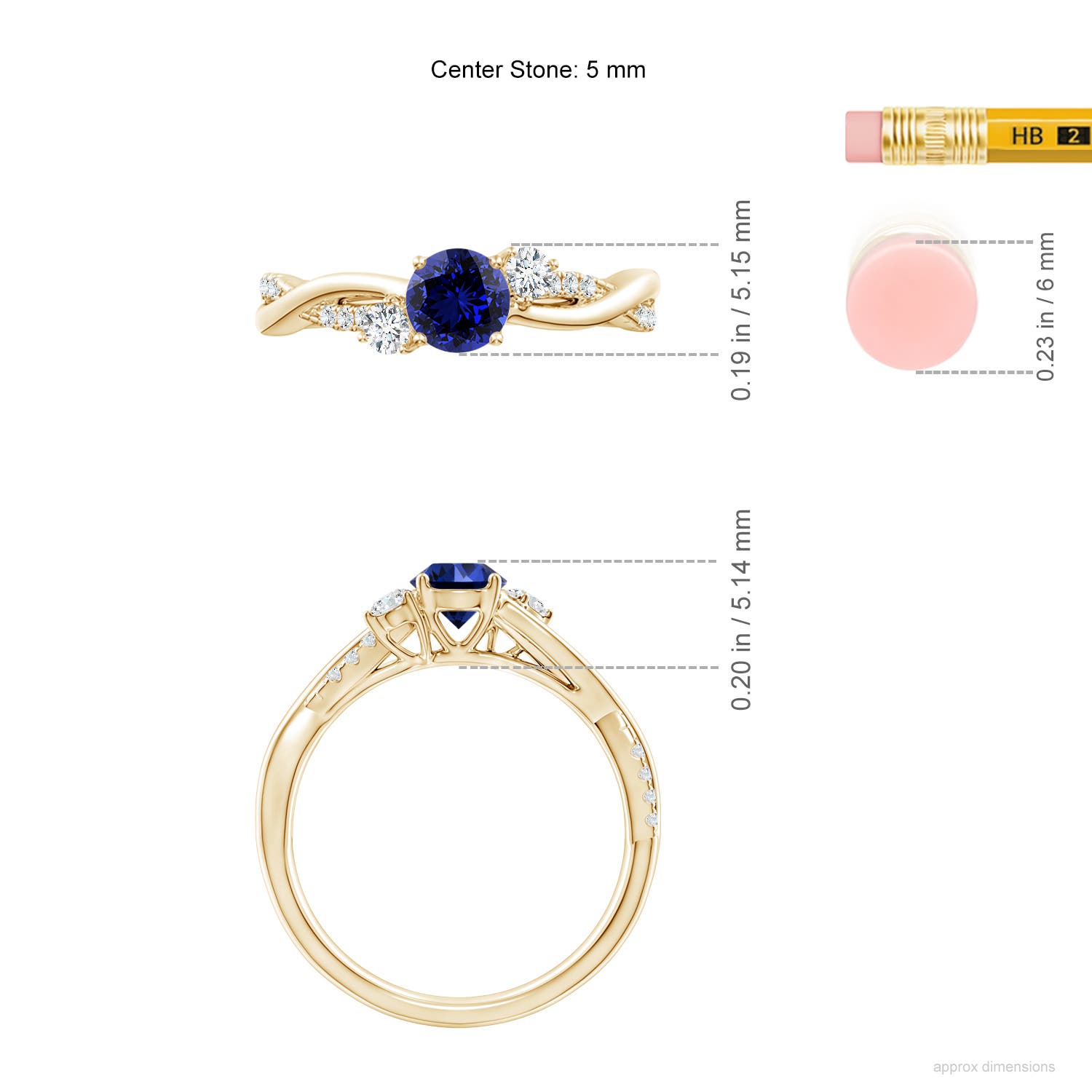 Premium - Lab-Grown Blue Sapphire / 0.81 CT / 14 KT Yellow Gold