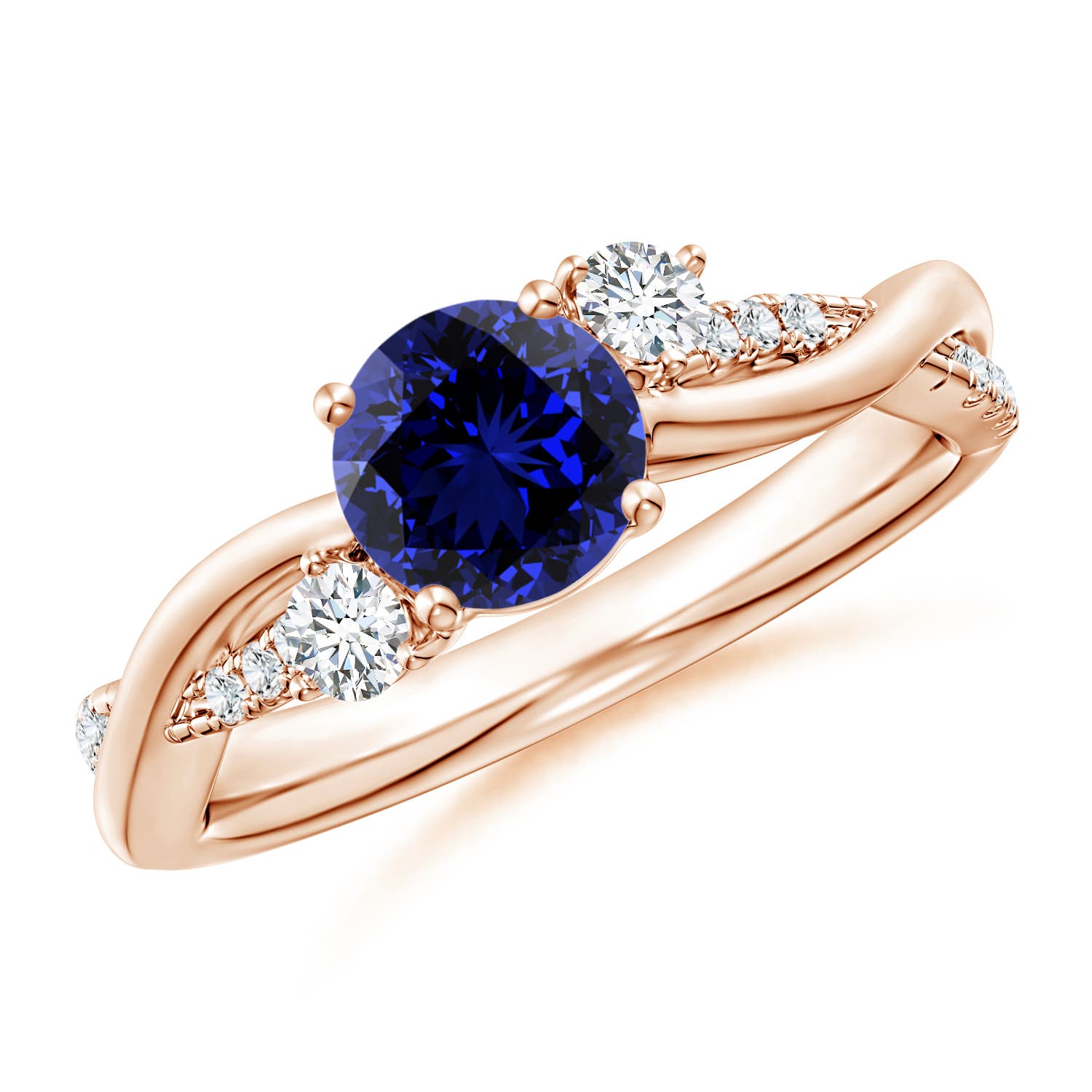 Premium - Lab-Grown Blue Sapphire / 1.24 CT / 14 KT Rose Gold