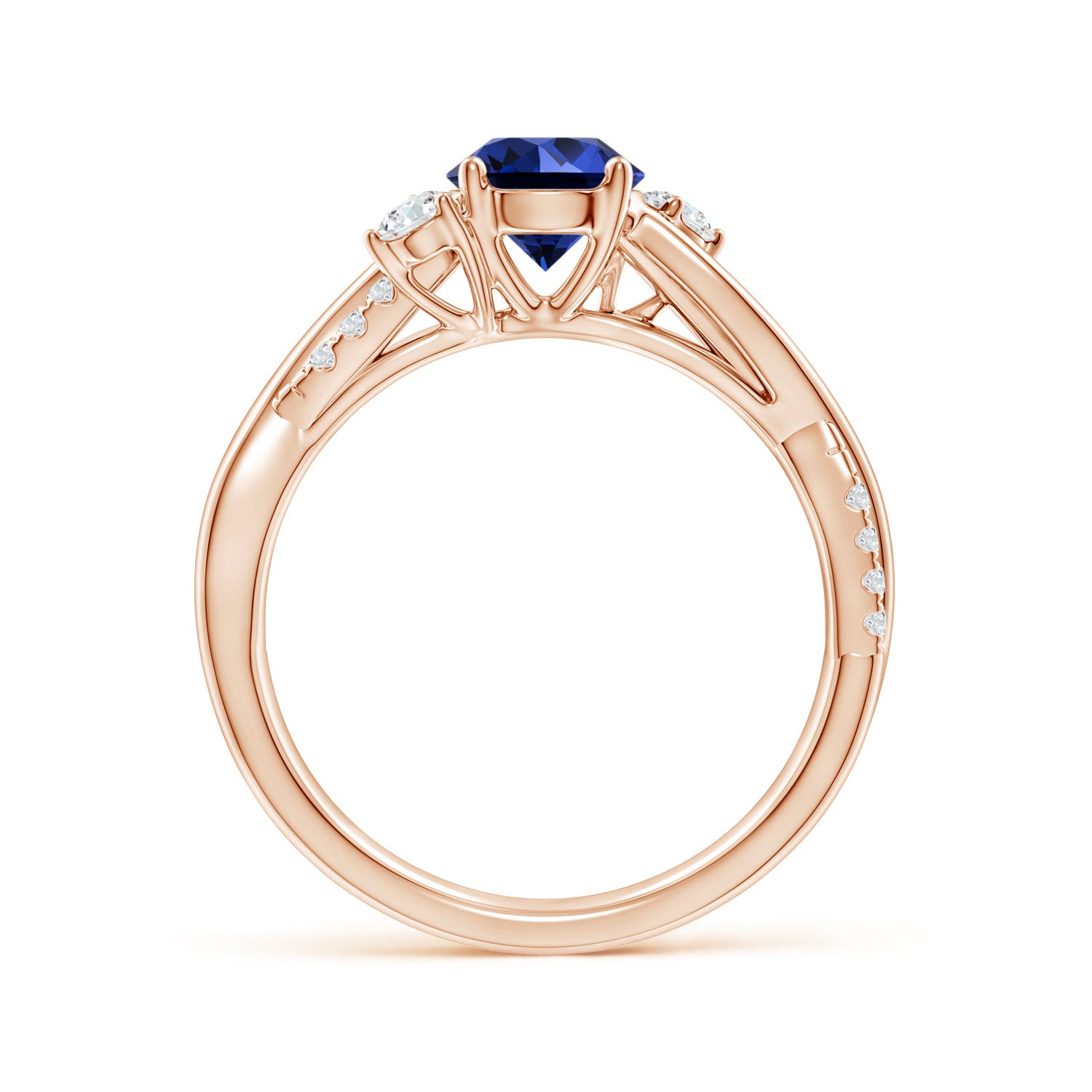 Premium - Lab-Grown Blue Sapphire / 1.24 CT / 14 KT Rose Gold