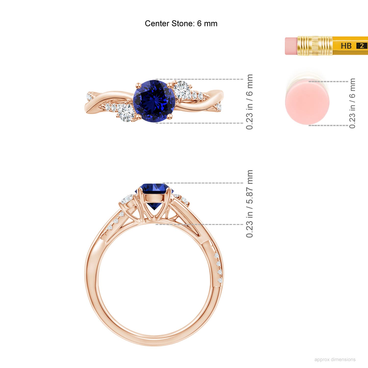 Premium - Lab-Grown Blue Sapphire / 1.24 CT / 14 KT Rose Gold