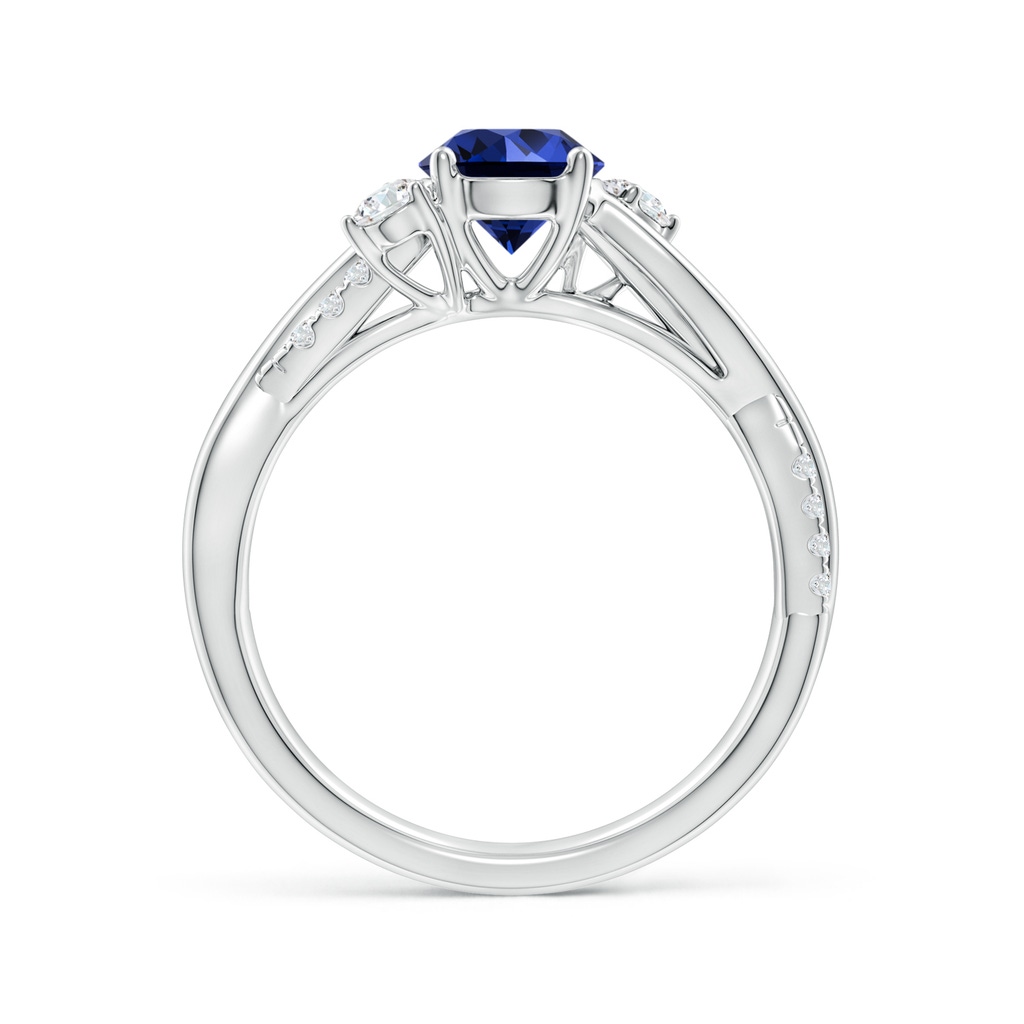 6mm Labgrown Lab-Grown Nature Inspired Blue Sapphire & Diamond Twisted Vine Ring in White Gold Side 199