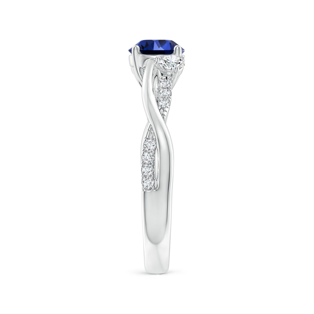 6mm Labgrown Lab-Grown Nature Inspired Blue Sapphire & Diamond Twisted Vine Ring in White Gold Side 299