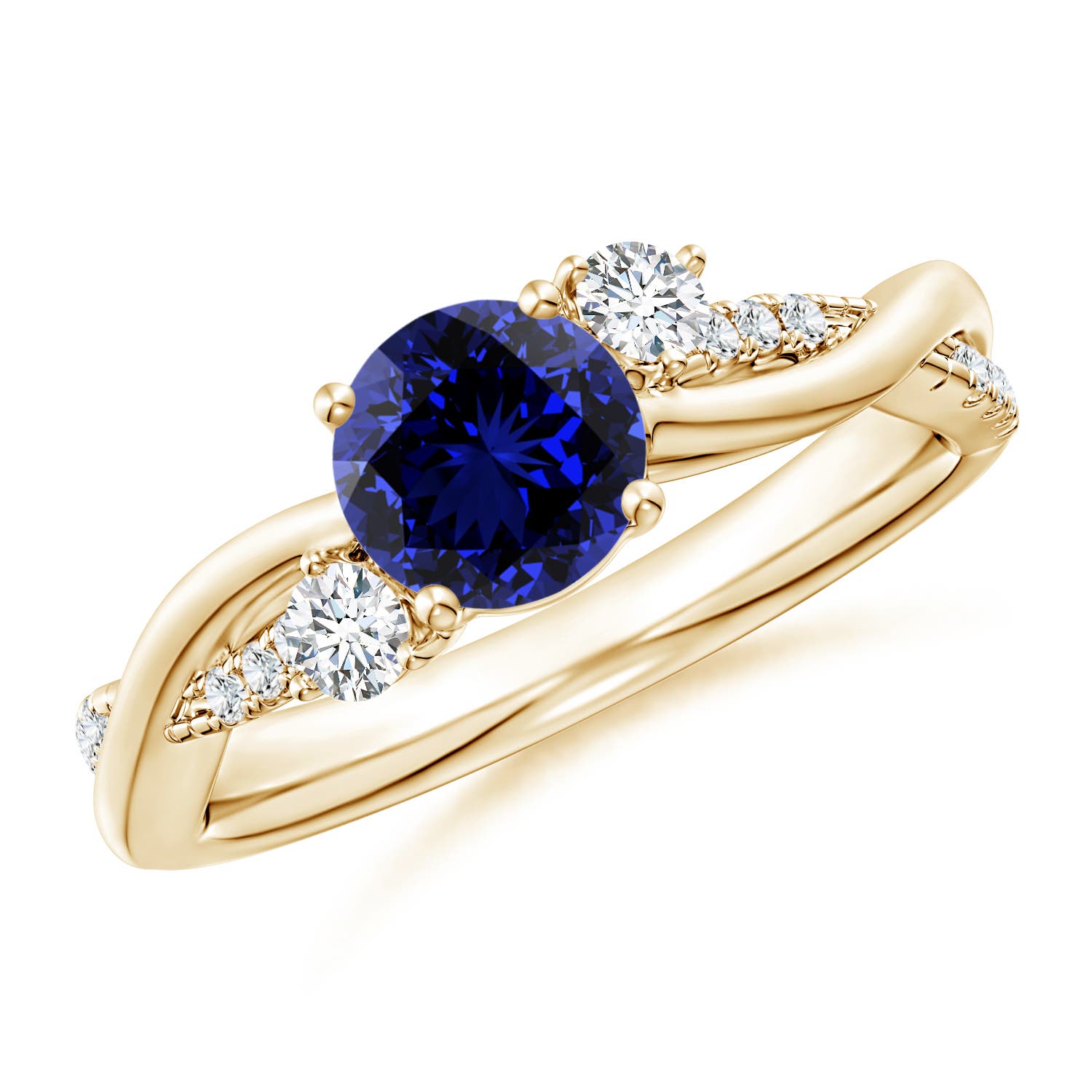 Premium - Lab-Grown Blue Sapphire / 1.24 CT / 14 KT Yellow Gold