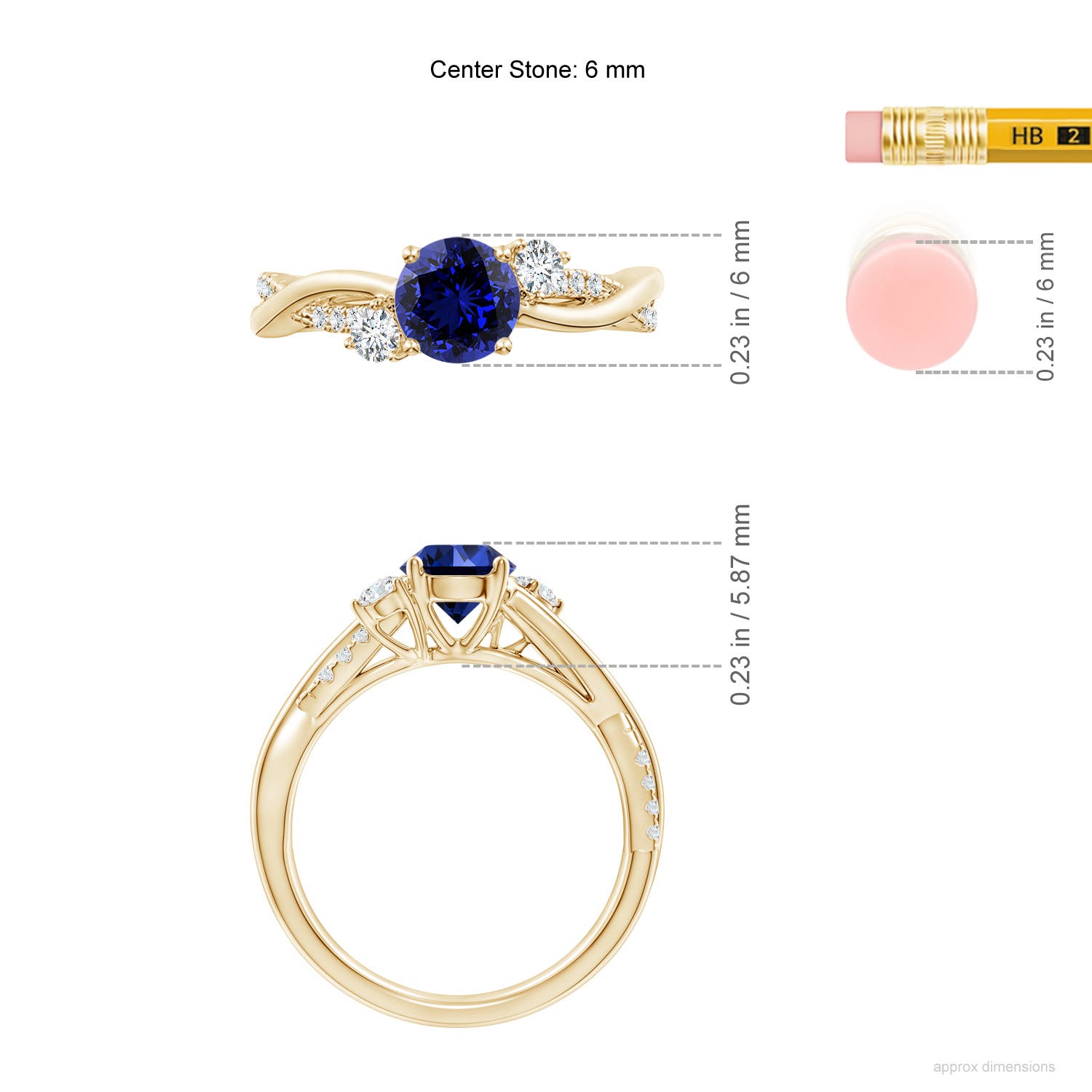 Premium - Lab-Grown Blue Sapphire / 1.24 CT / 14 KT Yellow Gold