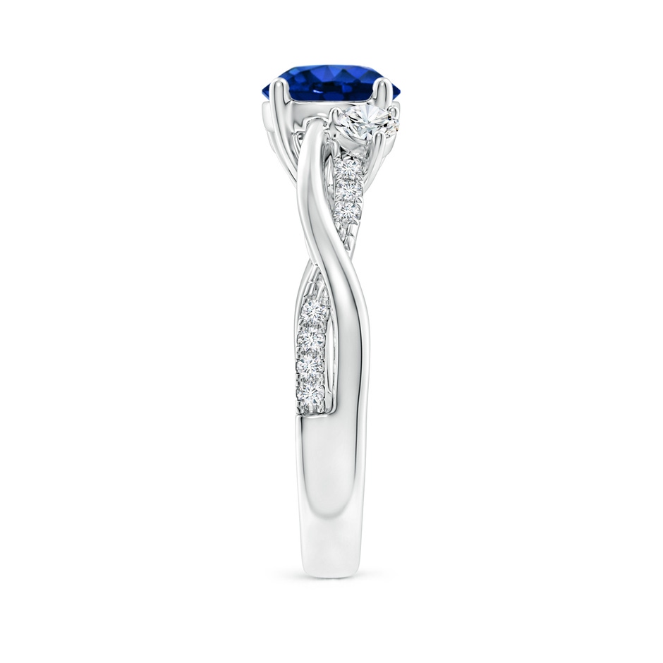 7mm Labgrown Lab-Grown Nature Inspired Blue Sapphire & Lab Diamond Twisted Vine Ring in 18K White Gold side 299