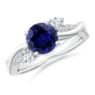 7mm Labgrown Lab-Grown Nature Inspired Blue Sapphire & Diamond Twisted Vine Ring in P950 Platinum