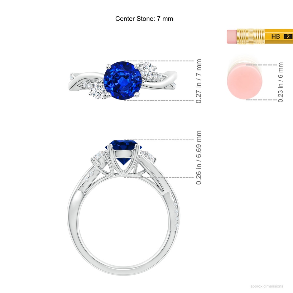 7mm Labgrown Lab-Grown Nature Inspired Blue Sapphire & Lab Diamond Twisted Vine Ring in P950 Platinum ruler