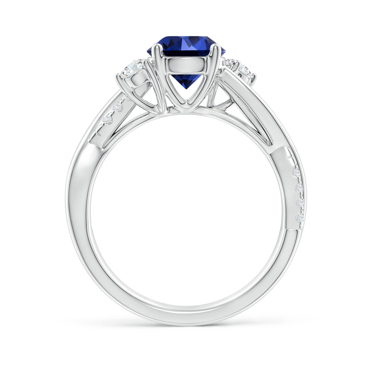 Premium - Lab-Grown Blue Sapphire / 1.92 CT / 14 KT White Gold