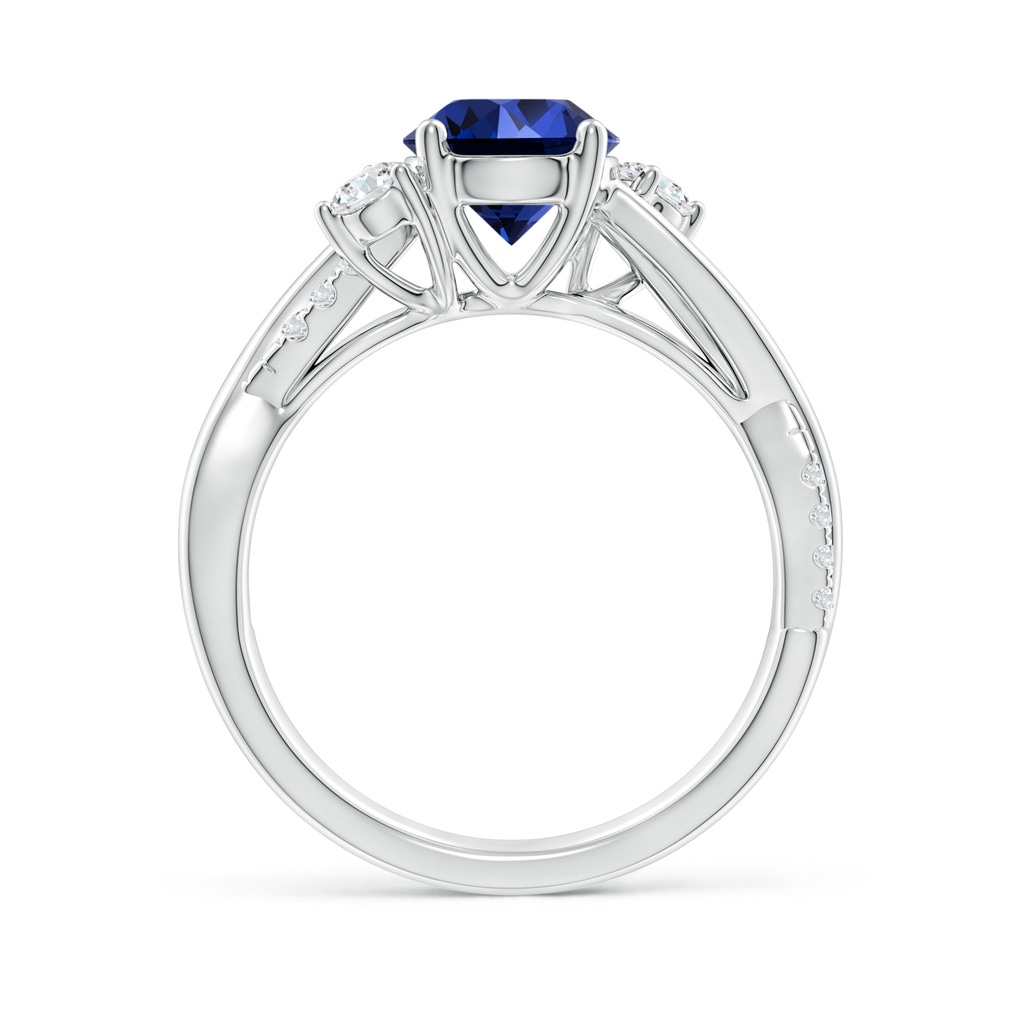 7mm Labgrown Lab-Grown Nature Inspired Blue Sapphire & Diamond Twisted Vine Ring in White Gold Side 199