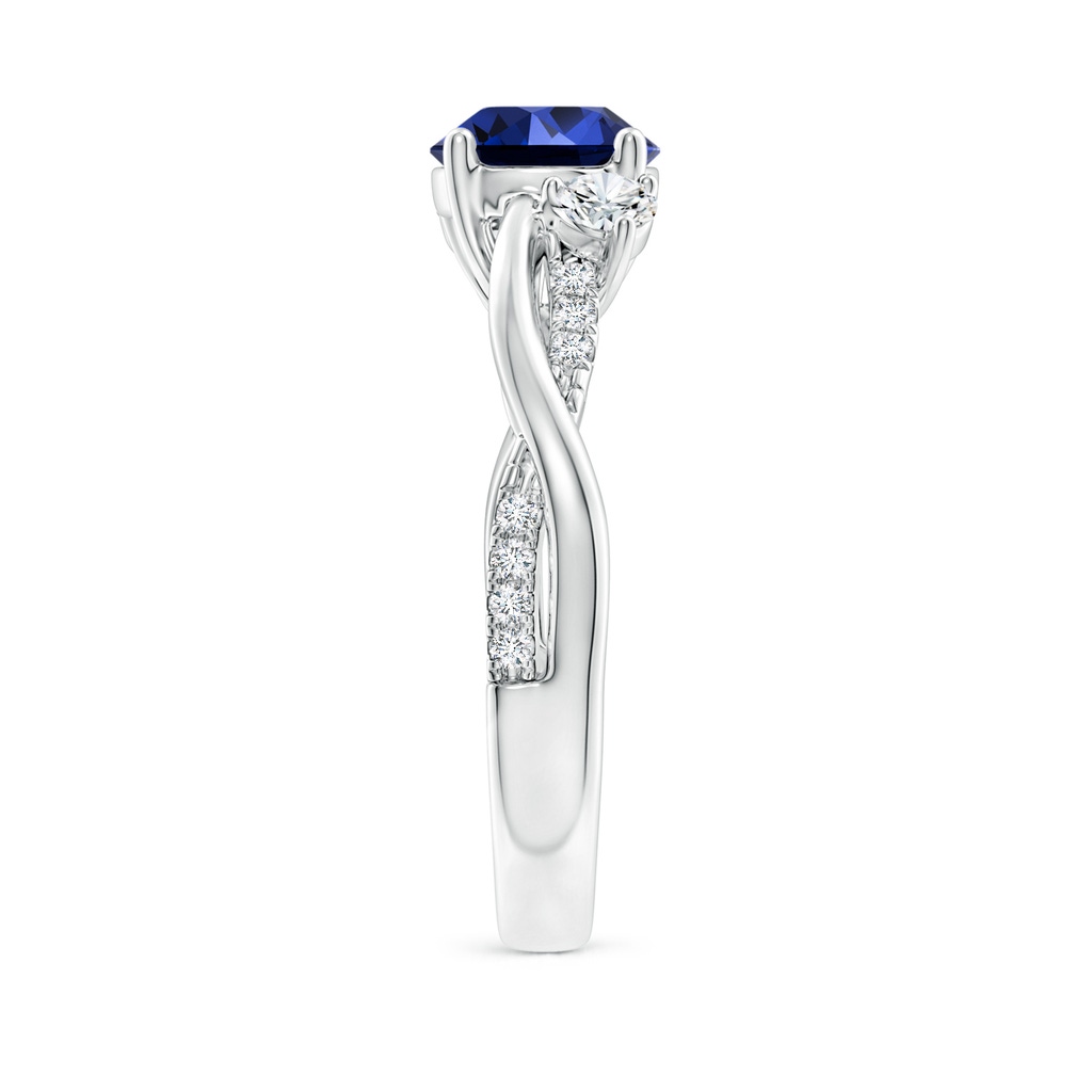 7mm Labgrown Lab-Grown Nature Inspired Blue Sapphire & Diamond Twisted Vine Ring in White Gold Side 299