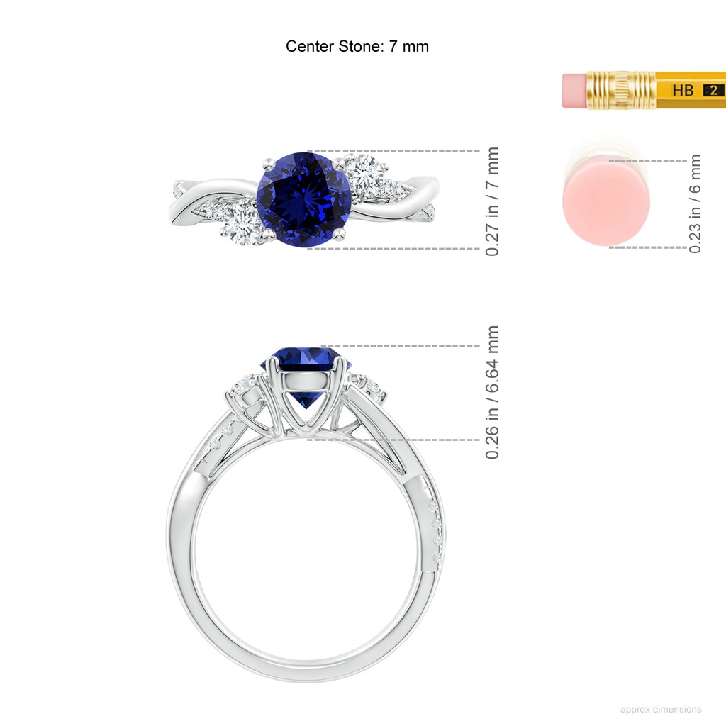 7mm Labgrown Lab-Grown Nature Inspired Blue Sapphire & Diamond Twisted Vine Ring in White Gold ruler