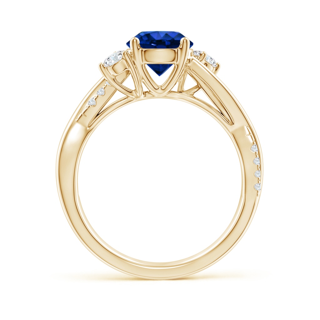 7mm Labgrown Lab-Grown Nature Inspired Blue Sapphire & Lab Diamond Twisted Vine Ring in Yellow Gold - side 199