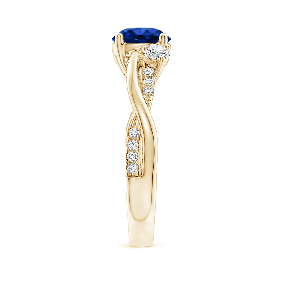 7mm Labgrown Lab-Grown Nature Inspired Blue Sapphire & Lab Diamond Twisted Vine Ring in Yellow Gold side 299