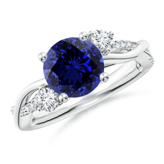 8mm Labgrown Lab-Grown Nature Inspired Blue Sapphire & Diamond Twisted Vine Ring in P950 Platinum