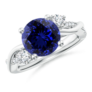9mm Labgrown Lab-Grown Nature Inspired Blue Sapphire & Diamond Twisted Vine Ring in P950 Platinum