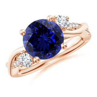 9mm Labgrown Lab-Grown Nature Inspired Blue Sapphire & Diamond Twisted Vine Ring in Rose Gold